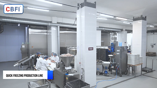 เครื่องแช่แข็งด่วนแบบเกลียวคู่ กำลังการผลิต 1 ตันต่อชั่วโมง สำหรับเกี๊ยว ในประเทศรัสเซีย